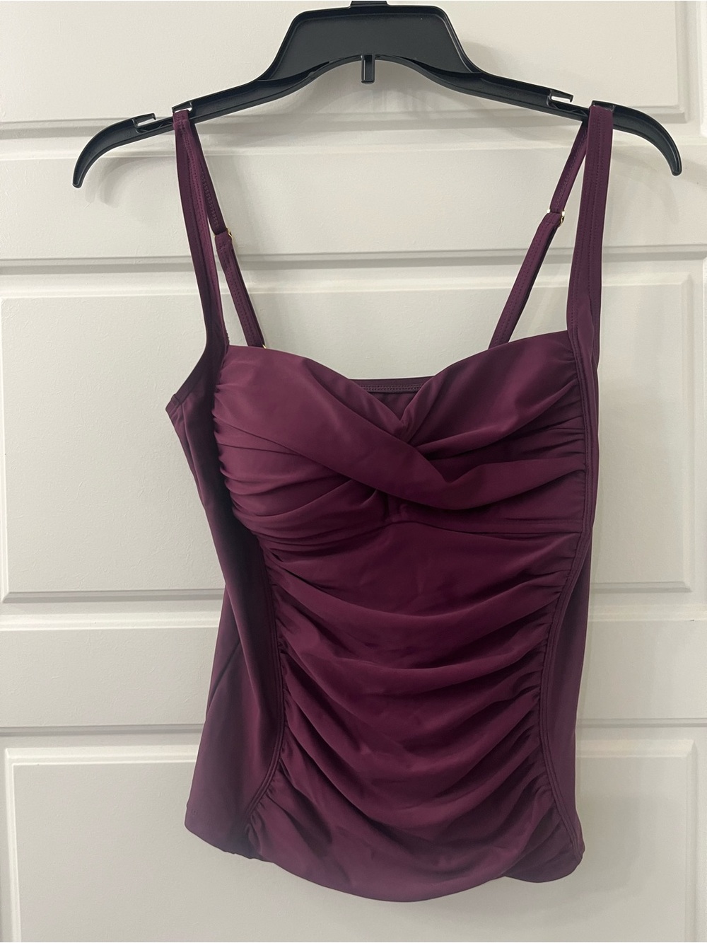 Women's Ruched Wine Purple Tankini Top